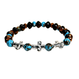 Cross, Tiger Eye and Siderolite Women's Bracelet