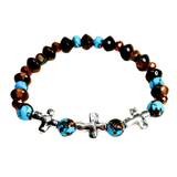 Cross, Tiger Eye and Siderolite Women's Bracelet