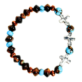 Cross, Tiger Eye and Siderolite Women's Bracelet