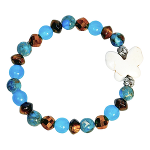 Butterfly Charm, Tiger Eye and Imperial Jasper Women's  Bracelet