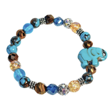 Elephant Charm, Tiger Eye and Siderolite Women's  Bracelet