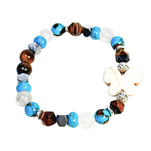 Butterfly Charm, Tiger Eye and Siderolite Women's  Bracelet