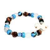 Butterfly Charm, Tiger Eye and Siderolite Women's  Bracelet