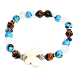 Butterfly Charm, Tiger Eye and Siderolite Women's  Bracelet