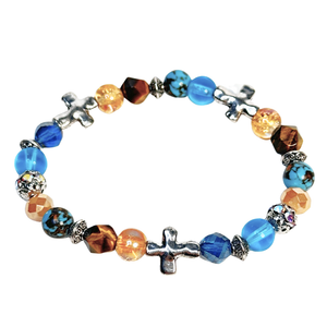 Cross, Tiger Eye and Siderolite Women's  Bracelet