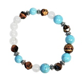 Turquoise, Tiger Eye and Clear Quartz Women's  Bracelet