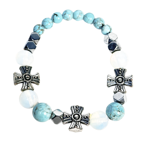 Cross, Turquoise and Moonstone Women's  Bracelet