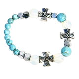 Cross, Turquoise and Moonstone Women's  Bracelet