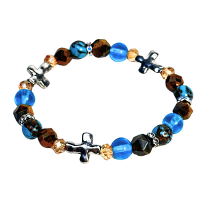 Cross, Tiger Eye and Siderolite Women's  Bracelet