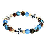 Cross, Tiger Eye and Siderolite Women's  Bracelet