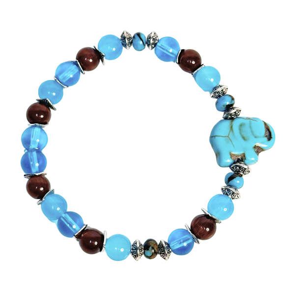 Elephant Charm and Siderolite Women's  Bracelet