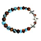 Cross, Tiger Eye and Siderolite Women's Bracelet