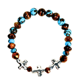 Cross, Tiger Eye and Siderolite Women's Bracelet