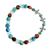 Cross, Tiger Eye and Siderolite Women's Bracelet