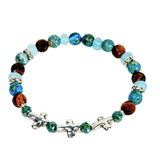 Cross, Tiger Eye and Siderolite Women's Bracelet