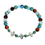 Cross, Tiger Eye and Siderolite Women's Bracelet