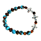 Cross, Tiger Eye and Siderolite Women's Bracelet