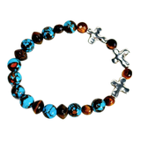 Cross, Tiger Eye and Siderolite Women's Bracelet