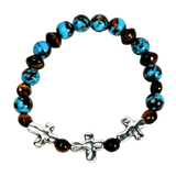 Cross, Tiger Eye and Siderolite Women's Bracelet