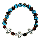 Cross, Tiger Eye and Siderolite Women's Bracelet