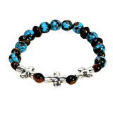 Cross, Tiger Eye and Siderolite Women's Bracelet