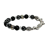 Cross, Obsidian and Hematite Women's Bracelet