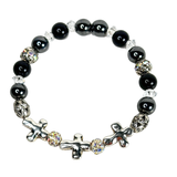 Cross, Obsidian and Hematite Women's Bracelet