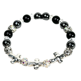 Cross, Obsidian and Hematite Women's Bracelet