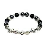 Cross, Obsidian and Hematite Women's Bracelet