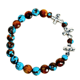 Cross, Tiger Eye and Siderolite Women's Bracelet