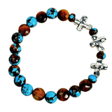 Cross, Tiger Eye and Siderolite Women's Bracelet