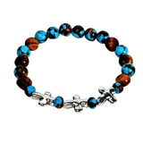 Cross, Tiger Eye and Siderolite Women's Bracelet