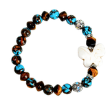 Butterfly Charm, Tiger Eye and Siderolite Women's  Bracelet