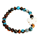 Butterfly Charm, Tiger Eye and Siderolite Women's  Bracelet