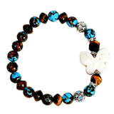 Butterfly Charm, Tiger Eye and Siderolite Women's  Bracelet