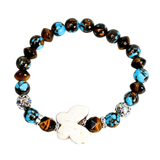 Butterfly Charm, Tiger Eye and Siderolite Women's  Bracelet