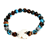 Butterfly Charm, Tiger Eye and Siderolite Women's  Bracelet