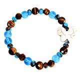 Butterfly Charm, Tiger Eye and Siderolite Women's  Bracelet