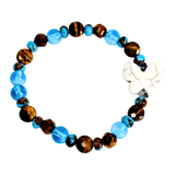 Butterfly Charm, Tiger Eye and Siderolite Women's  Bracelet