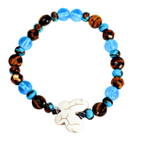 Butterfly Charm, Tiger Eye and Siderolite Women's  Bracelet