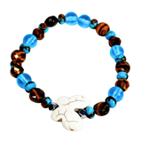 Butterfly Charm, Tiger Eye and Siderolite Women's  Bracelet