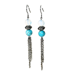 Turquoise and Moonstone Chain Earrings