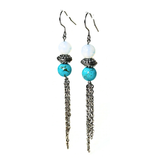 Turquoise and Moonstone Chain Earrings