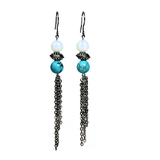 Turquoise and Moonstone Chain Earrings