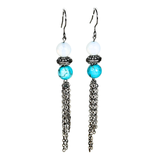 Turquoise and Moonstone Chain Earrings