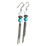 Turquoise and Moonstone Chain Earrings