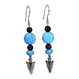 Tiger Eye and Howlite Arrow Head Charm Earrings