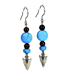 Tiger Eye and Howlite Arrow Head Charm Earrings