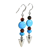 Tiger Eye and Howlite Arrow Head Charm Earrings