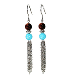 Turquoise and Tiger Eye Chain Earrings